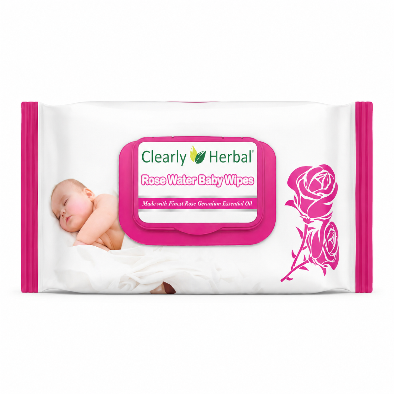 Clearly Herbal Rose Water Baby Wipes pack